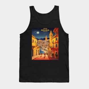 Malaga Spain Starry Night Travel Tourism Retro Vintage Tank Top